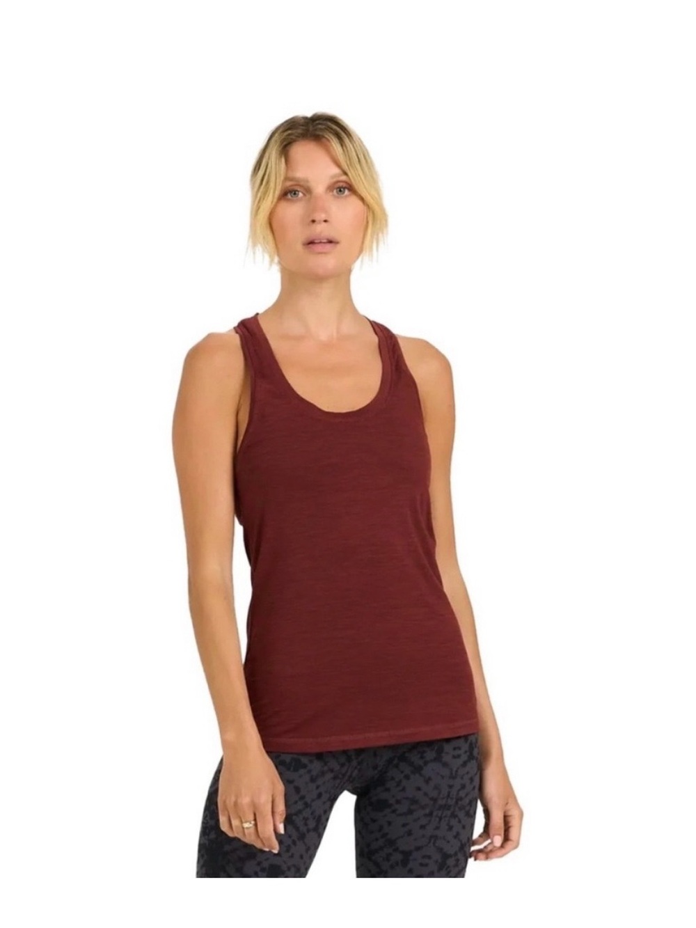 Vuori Dark Red Heather Lux Performance Racerback Scoop Neck Tank Size XS